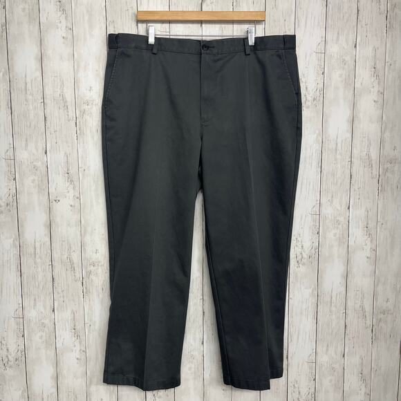L.L. Bean Comfort Waist Gray Chino Plain Basic Short Work Cotton Dress Pants 42 - Picture 1 of 8